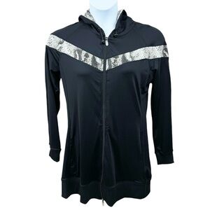 Boston Proper Sport Black Snakeskin Zip Nylon Spandex Jacket Size Large